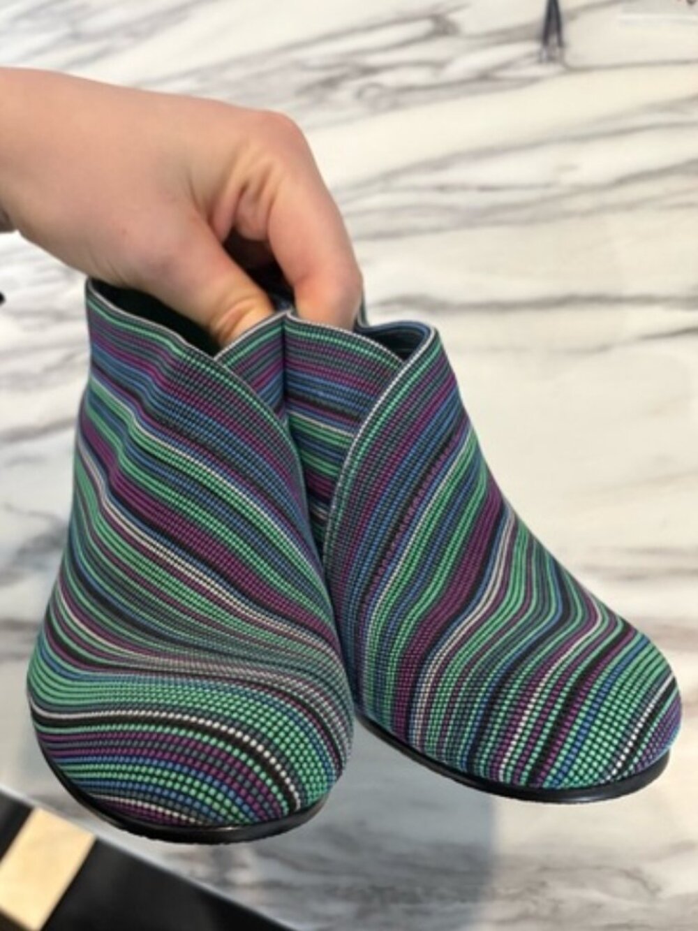 United Nude Fold Hi Multi-Color Striped Ankle Booties Size 6.5, Funky - Picture 8 of 9